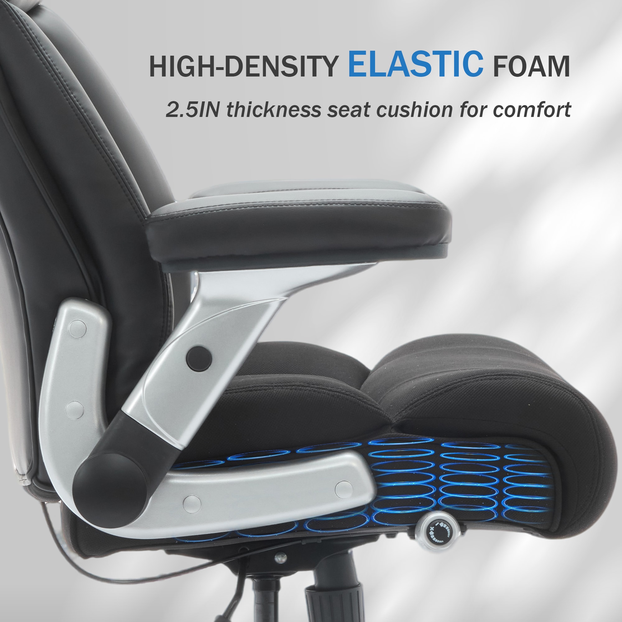 500lbs Big And Tall Office Chair With Adjustable Lumbar Support, Executive Office Chair Heavy Duty With Flip-up Armrest And Wider Seat, Ergonomic Leather Chair Breathable With Quiet Rubber Wheels_voghion.com
